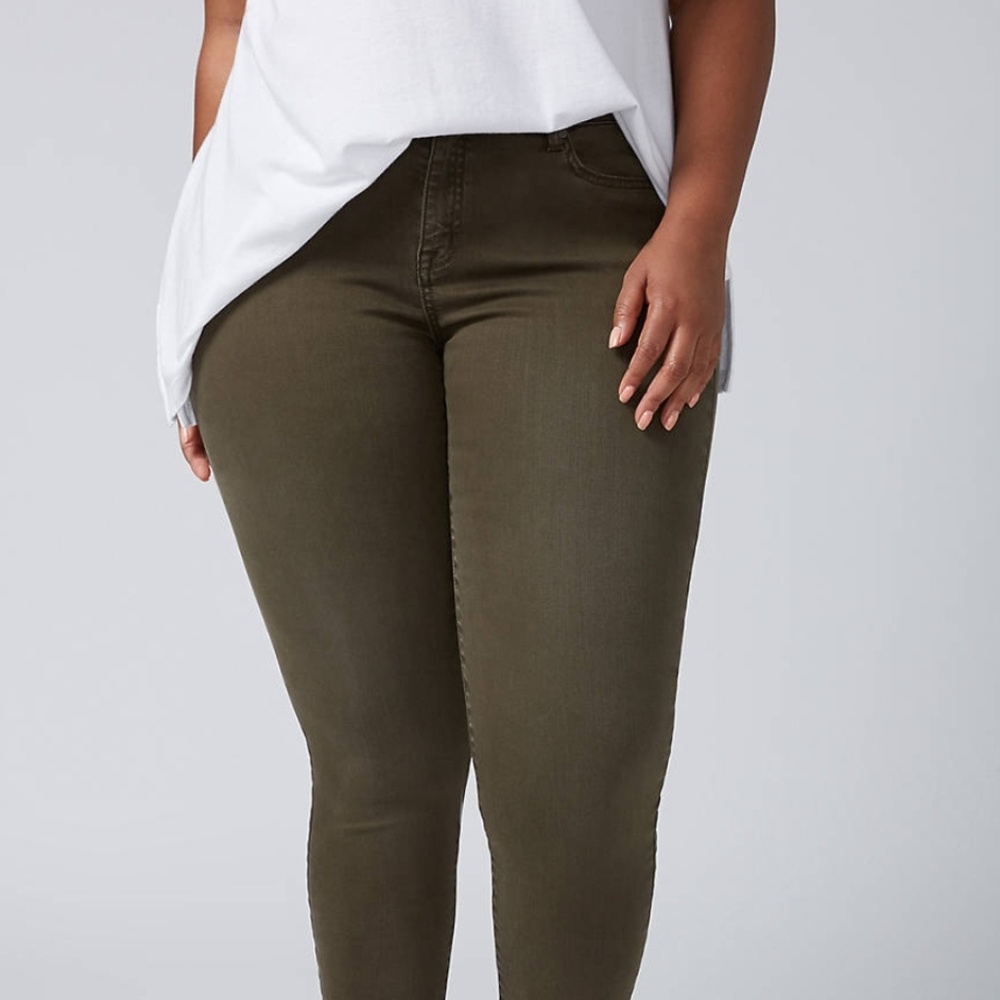 NWT Lane Bryant SS Skinny Jeans-Dark Olive - Picture 2 of 4